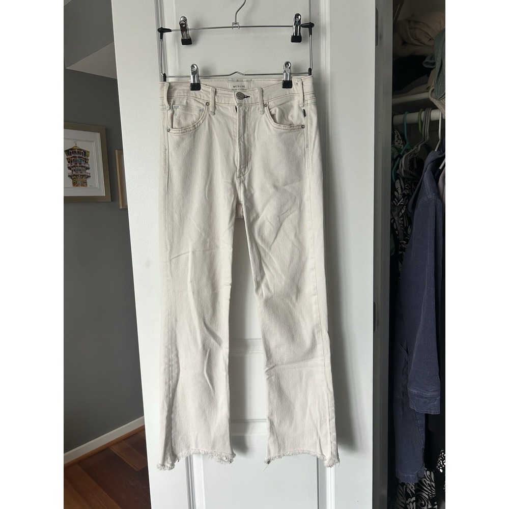 McGuire Jeans Women's White Gainsbourg Bootcut Frayed Hem Denim Size 26